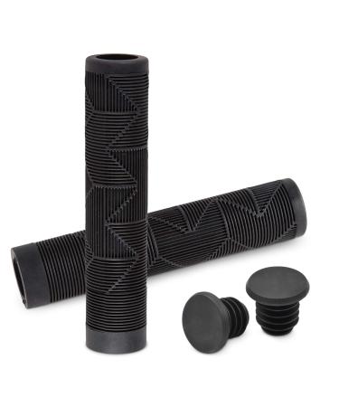 Marque MTB BMX Scooter Grips - Handlebar Bicycle Grips for Flat Straight Bars Like BMX, MTB, Scooter Rubber Non-Slip Grip to Match Any Bike or Scooter Black