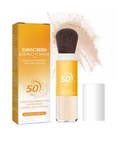 Mineral Sunscreen Setting Powder Natural Translucent Mineral Brush Powder SPF 50 PA++ Matte Makeup Setting Powder Long Lasting Oil Control Lightweight Breathable Face Powder for All Skin