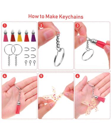 Cridoz 400pcs Tassel Keychain Set for DIY Crafts - Includes Key Chains, Tassels, Rings, Jump Rings, and Eye Pins - Perfect for Acrylic and Resin Keychain Blanks - Buy Online on GoSupps.com