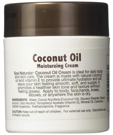 Spa Naturals Coconut Oil Moisturizing Cream with Vitamin E 6 oz - Hydrating Skin Treatment - Buy Online on GoSupps.com