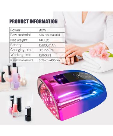 MINI LOP 90W Cordless UV LED Gel Nail Lamp Rechargeable Professional Nail Dryer with Auto-Sensor - Purple & Blue | 4 Timer Settings - Buy Online on GoSupps.com