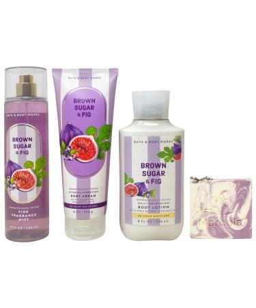 Bath & Body Works Brown Sugar & Fig Fine Fragrance Mist Ultimate Hydration Body Cream and Daily Nourishing Body Lotion with a Lavender Dream Bar Soap