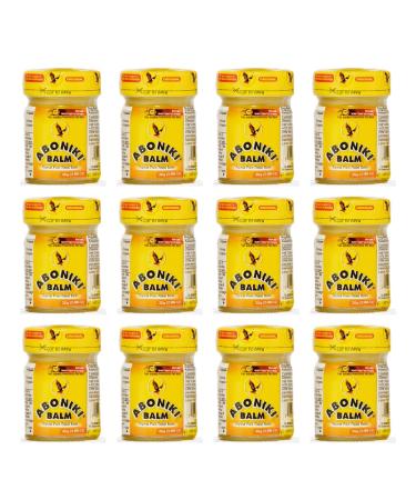 Aboniki Balm Pain Relief (12 Plastic Jars) - Fast and Long Lasting Comfort for Lower Back Pain Relief Knee Pain Relief Neck Pain Relief Shoulder Pain Relief Joint & Muscle Pain Relief