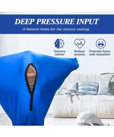 Runmeihe Sensory Body Sock for Kids 55"x28" Full-Body Wrap Stretchy Body Sox to Relieve Stress for Children with Autism Anxiety (Height 140-160CM) L(140-160CM) Blue - Buy Online on GoSupps.com