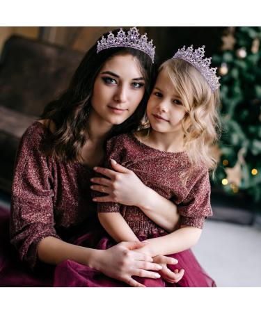 Diddler Crystal Crown Purple Tiara for Women and Girls - Silver Princess Crown for Wedding, Birthday, Christmas - Light Purple - Buy Online on GoSupps.com