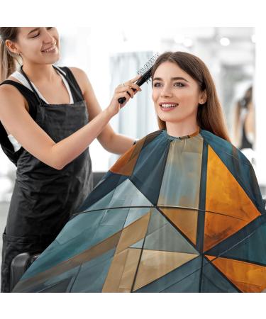Shop Waterproof Barber Cape - Geometry Blue & Orange | Cheetah Haircut Bib for Men & Women | Unisex Hair Cutting Cape - Buy Online on GoSupps.com