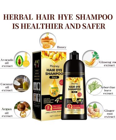 Herbal Instant Hair Dyeing Shampoo - Chestnut Brown | 3-in-1 Long-Lasting Hair Tint for Men & Women - Natural Herbs & Honey - 500ML - Buy Online on GoSupps.com