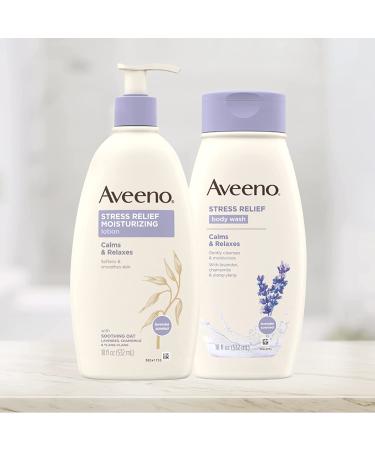 Aveeno Active Naturals Stress Relief Body Wash 12 fl oz - Soothing, Natural Ingredients for Relaxation - Buy Online on GoSupps.com