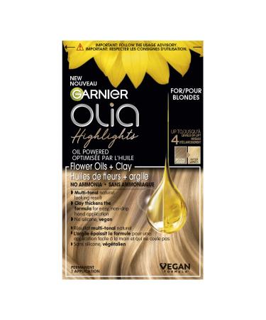 Garnier Olia Natural Hair Highlights for Blondes with 60% Oils and Clay Ammonia-Free and Vegan Softer and Silkier Hair - 1 Application HIGHLIGHTS Blondes