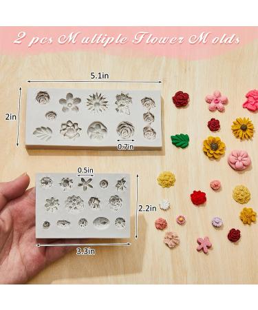 Set of 2 Flower Polymer Clay Molds for Jewelry Making - Daisy, Rose, Sunflower & Nosegay Miniature Designs for Polymer Clay Earrings and Decorations - Clay Jewelry Flower Molds - Buy Online on GoSupps.com