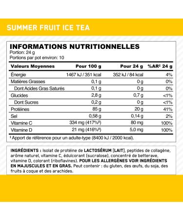  Optimum Nutrition Optimum Nutrition Clear Whey + Collagen Summer Fruits Iced Tea 10g Whey Isolate and 10g Collagen Peptides per Serving - Buy Online on GoSupps.com