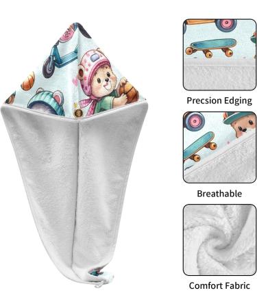Cartoon Character Hair Towel 2 Pack - Super Absorbent Quick Dry Turbans for Women & Girls - Buy Online on GoSupps.com