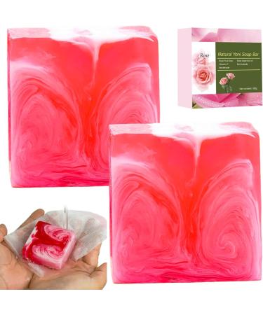 Yoni Soap - 2Pcs Yoni Bar Soap for Women | Natural Moisturizing Feminine Wash | Rose Scent | 100g Odor Eliminator - Buy Online on GoSupps.com