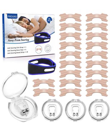 Anti Snoring Devices - Nasal Strips  20 Magnetic Nose Clips  4 Chin Strap  1 Reduce Mouth Breathing Relieve Snoring and Improve Sleep Quality Anti-snoring Set 2