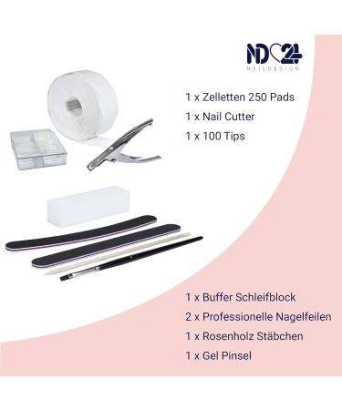ND24 NAILDESIGN Geln gel Starter Set Premium - Complete UV Gel Nail Kit for Beginners | Includes UV Lamp French Gel & More - Made in Germany - Buy Online on GoSupps.com