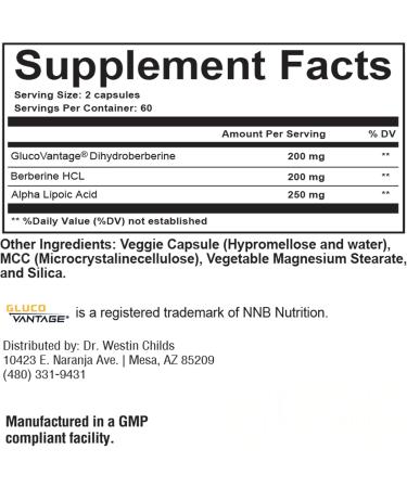 Dr. Westin Childs Dihydroberberine Supplement 200 mg for Women & Men Cardiovascular Gut Thyroid & Immune Support with Alpha Lipoic Acid - May be 5X More Effective Than Berberine HCL | 60 Ct - Buy Online on GoSupps.com