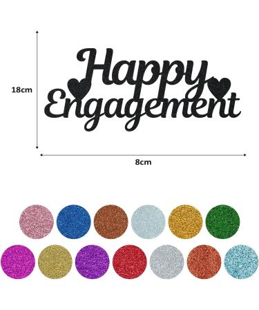 Happy Engagement Glitter Cake Topper - Gold Heart Design for Proposal & Bridal Shower - Buy Online on GoSupps.com