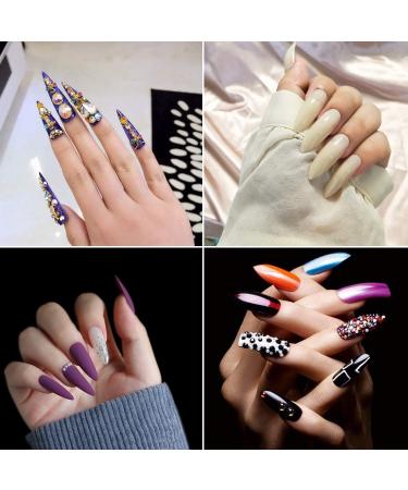 1200PC French False Nail Tips | Acrylic Stiletto Form - Full Cover 10 Sizes Clear & Natural for Salon Mani Pedi - Buy Online on GoSupps.com