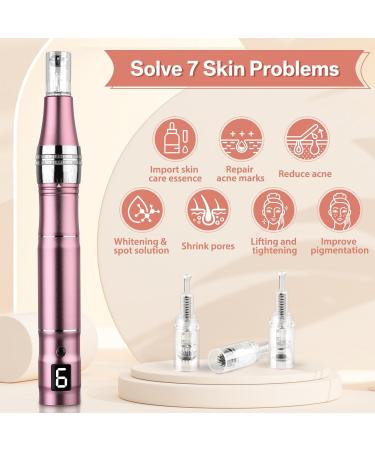 Desnill Dermapen Microneedling Pen - 0-2.0mm with LED Light & Hyaluronic Acid Serum | Anti-Aging Anti-Folds - 12 Needle Cartridges Included - Buy Online on GoSupps.com