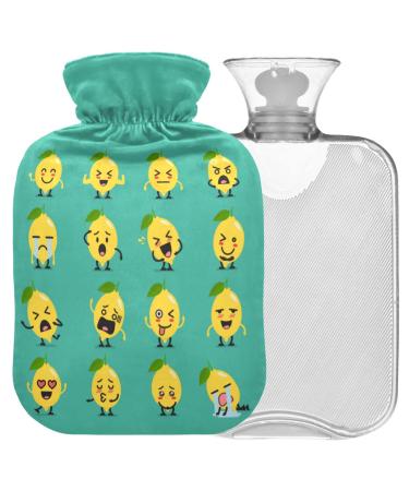 Naanle Funny lemon heat bottle with cover transparent hot water bottle 1l heat bottle for bed handfoot warmer pain relief heat and cold therapy