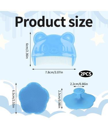 2 Pieces Baby Ridge Blue Milk Scab Brush Set - Silicone Scalp Massage & Hair Care for Newborns - Buy Online on GoSupps.com