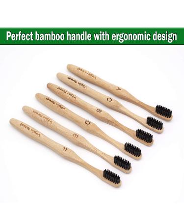 Virgin Forest Bamboo Toothbrush - Biodegradable Charcoal Bristles - Eco-Friendly Wooden Toothbrush 6-Pack - Buy Online on GoSupps.com