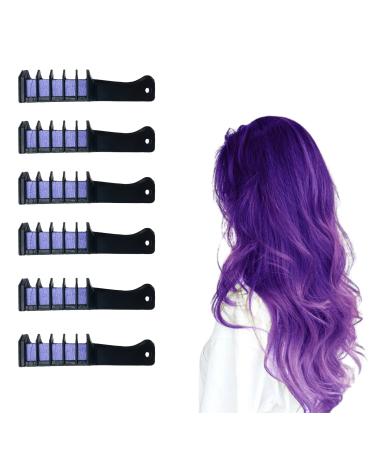 MPEEJ Temporary Hair Chalk for Girls Hair Chalk Combs Washable Hair Chalk 6 Colors Kids Chalk for Age 4 5 6 7 8 9 10 Gifts for Girls on Birthday Cosplay Christmas Parties (Purple)