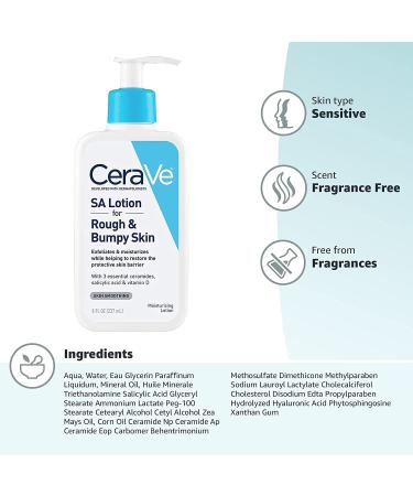CeraVe SA Lotion for Rough & Bumpy Skin - 8 fl oz | Exfoliating & Moisturizing - Buy Online on GoSupps.com