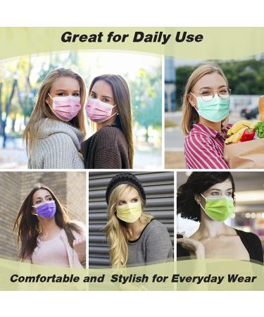 HIWUP 50-Pack Multicolor Disposable Face Masks for Adults & Teens - 3 Layer Protection - Buy Online on GoSupps.com