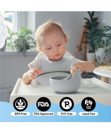Kzonex 9-Piece Baby Feeding Set: Silicone Bib, Suction Plate, Bowl, Fork, Spoon, Sippy Cup with Straw, Snack Lids - BPA Free & Dishwasher Safe - Buy Online on GoSupps.com