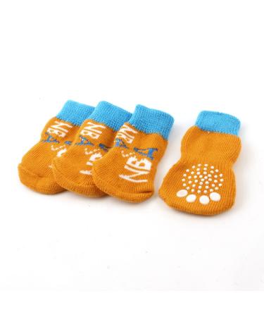 Ruilogod 2 Pairs Orange Blue Letter Pattern Elastic Knitting Animal Dog Socks
