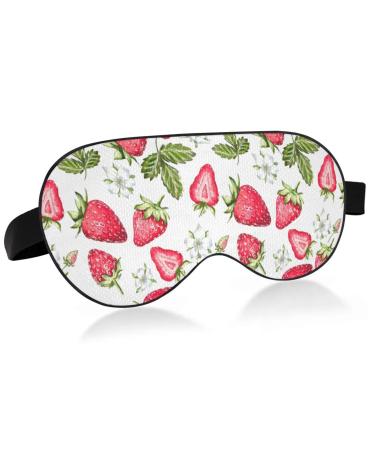 Haskirky Light Blocking Eye Mask Breathable and Adjustable Adult Men and Women Travel on Business Trips Yoga Meditation Light Smooth Comfortable Eye Mask Office Deep Sleep Goodies Strawberry Floral