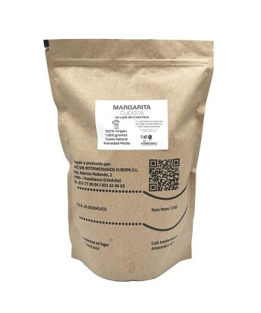 CAFE SIN INTERMEDIARIOS - Colombian Coffee - Margarita for Italian Coffee Maker - Moka 1Kg - Roasted weekly - Ground for shipping and packaged - Light flavor intensity - Ideal for black coffee