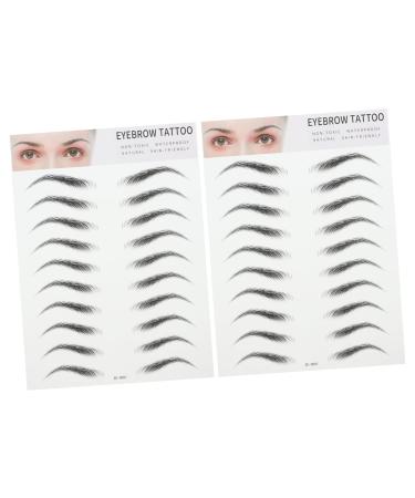 WOONEKY 4 Pcs 3d Eyebrow Stickers Brow Shaper Makeup Hair- Waterproof Eyebrow Brown Eyebrow Sticker