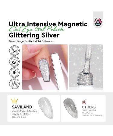 SAVILAND Silvery Cat Eye Gel Polish with 10PCS Magnet: 15ML Cats Eye Gel Nail Polish with Strong Nail Magnet Vitamin E Castor Oil Magnetic Gel Heart Line Diverse Cat Eye - Buy Online on GoSupps.com