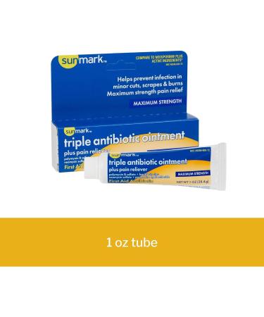 Sunmark Triple Antibiotic Ointment Plus Pain Reliever 1 oz - Fast-acting Relief - Buy Online on GoSupps.com