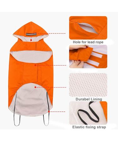 Bwiv Dog Raincoat with Elastic Straps Big Dog Raincoat with Hood Waterproof Dog Rain Coat with Pocket and Leash Hole Puppy Rain Coats Lightweight and Breathable Raincoat for Large Dogs Orange L L (Pack of 1) Orange - Buy Online on GoSupps.com