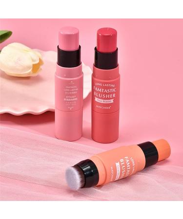 Double Head Cream Blush Stick with Brush | Waterproof Pink Blush Stick for Cheeks and Lips | Natural Matte Lip and Cheek Makeup Stick | Lightweight Creamy Texture for Mature Skin | Dewy Finish - Buy Online on GoSupps.com