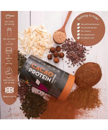 Hylife Nutrition Organic Cacao Vegan Protein Powder - 450g (15 Servings) | Dairy, Gluten and Soy Free - Buy Online on GoSupps.com