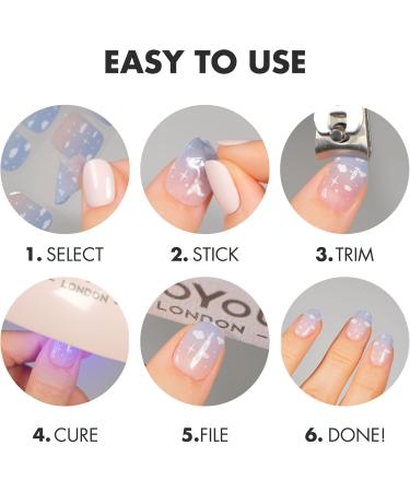MOYOU LONDON Semi Cured Gel Nail Strips 20 Pc. Gel Wraps for Nails Easy Apply & Remove for Salon-Quality Manicure Works with Any Nail Lamps - Boo Hoo Bright Ghost Pattern - Buy Online on GoSupps.com