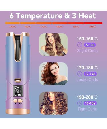 Automatic Cordless Curling Iron | 5200mAh Hair Curler with Adjustable Temperatures & Timers - Multicolored - Buy Online on GoSupps.com