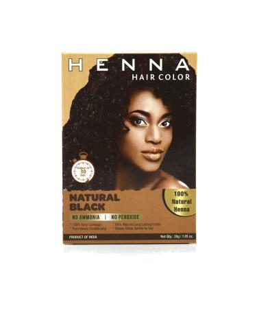 HENNA HAIR COLOR 30 Minute Enriched with Herbs Semi Permanent Powder - Harsh Chemical Free Black Hair Dye for Men and Women (Natural Black)
