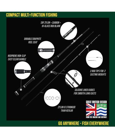 Rigged and Ready World Traveler Travel Fishing Rod - Compact 6 Sections 2 Tips 215 cm Nano-Carbon for Spin Bait Carp Pike & Sea Fishing - International Shipping - Buy Online on GoSupps.com
