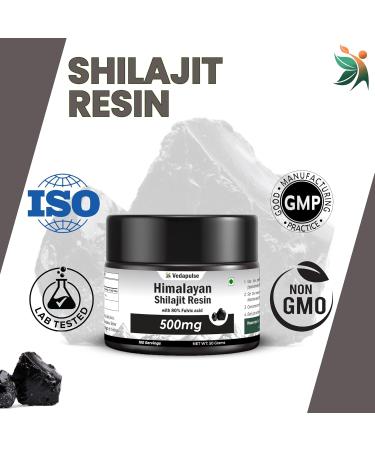 Vedapulse Himalayan Shilajit/Shilajeet Resin - 500mg | 80% Fulvic Acid | Pure & Natural | Potent Ayurvedic Supplement for Energy Stamina & Vitality - Buy Online on GoSupps.com