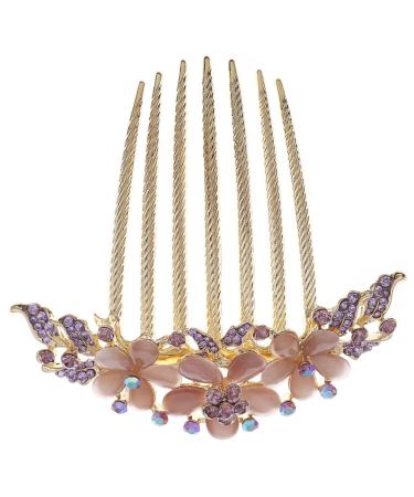 Angoily Opal Comb Wedding Hair Accessories for Brides Tooth Comb Hairbrushes for Woman Comb Wide Tooth Comb Hair Clip Hair Comb for Women Fine Tooth Alloy Small Comb Purple Metal