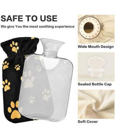 Hot Water Bottle with Dog Gold Paw Cover | 2L Pain Relief & Hand Warmer for Sore Muscles & Arthritis - Buy Online on GoSupps.com