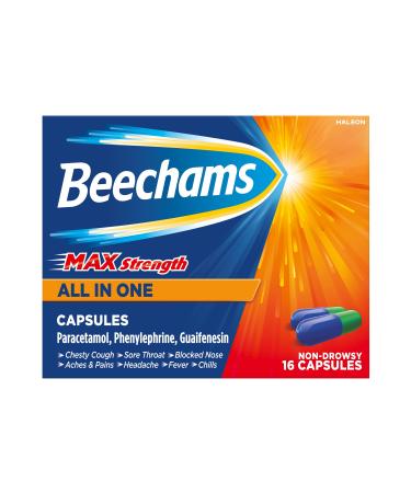 Beechams Cold & Flu Medicine Cough & Congestion Relief Capsules Max Strength All in One Capsules 16 Count