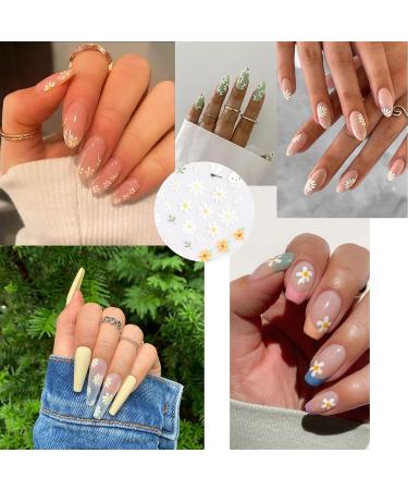 5D Embossed Spring Daisy Nail Art Stickers - Self-Adhesive White Yellow Flower Decals - Buy Online on GoSupps.com