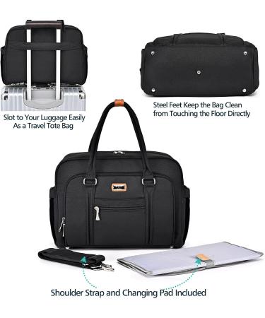 Welavila Baby Changing Bag: Diaper Bag for Mom & Dad with Changing Pad & Insulated Pockets - Convertible Travel Tote Messenger in Black - Buy Online on GoSupps.com