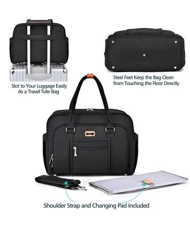 WELAVILA Diaper Bag Tote - Large Convertible Baby Bag with Changing Pad & Insulated Pockets - Unisex Multifunction Travel Diaper Tote (Black) - Buy Online on GoSupps.com